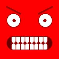Vector Cute Cartoon Red Furious Face