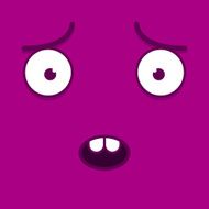 Vector Cute Cartoon Purple Worried Face N2