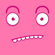 Vector Cute Cartoon Pink Surprised Face