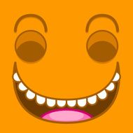 Vector Cute Cartoon Orange Laughing Face