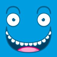 Vector Cute Cartoon Blue Happy Face N2