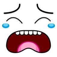 Vector Cute Cartoon White Crying Face
