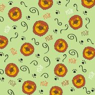 doodle seamless pattern with lions N2