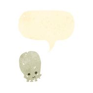 retro cartoon skull with speech bubble N2