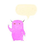 retro cartoon pink monster