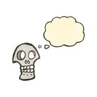 retro cartoon skull with thought bubble