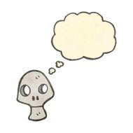 retro cartoon skull with thought bubble N3