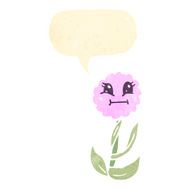 retro cartoon flower with speech bubble