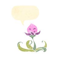 retro cartoon flower with speech bubble N3