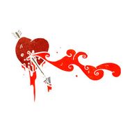retro cartoon heart pierced by arrow