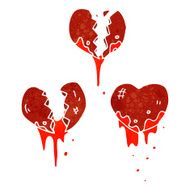 retro cartoon broken heart symbols