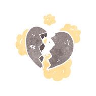 broken stone heart retro cartoon