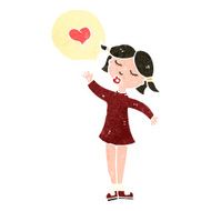 retro cartoon woman in love