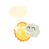 sun and cloud retro cartoon
