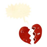 retro cartoon broken heart