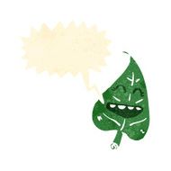 retro cartoon leaf with speech bubble N2