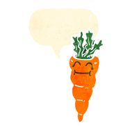 retro cartoon carrot with speech bubble