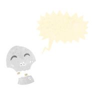 retro cartoon graffiti style skull with speech bubble