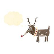 retro cartoon reindeer with thought cloud