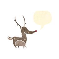 retro cartoon reindeer with speech bubble N2