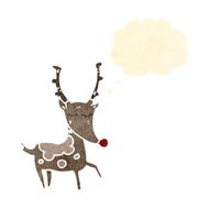 retro cartoon reindeer with thought cloud N2