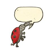 cartoon ladybug with speech bubble N7