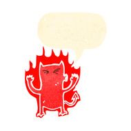 retro cartoon little devil with speech bubble