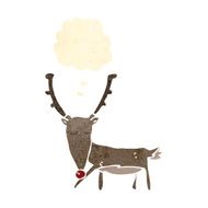 retro cartoon reindeer with thought cloud N3