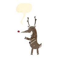 retro cartoon reindeer with speech bubble N3