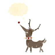 retro cartoon reindeer with thought cloud N4