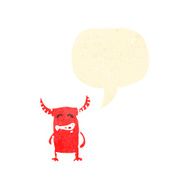 retro cartoon little devil with speech bubble N2