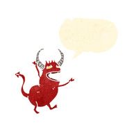retro cartoon little devil with speech bubble N3