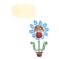 cartoon flower sticking out tongue