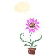 retro cartoon flower with thought bubble N3