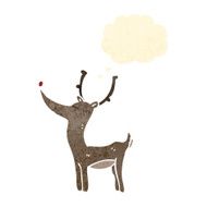 retro cartoon reindeer with thought cloud N5