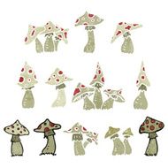 retro cartoon toadstools and mushrooms