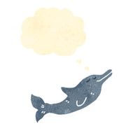 retro cartoon dolphin with thought bubble