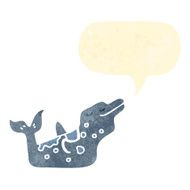 retro cartoon dolphin with speech bubble