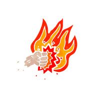 flaming punch symbol retro cartoon