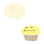retro cartoon cupcake with thought bubble