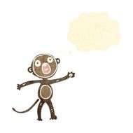 retro cartoon monkey with thought bubble