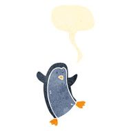 retro cartoon penguin with speech bubble N2