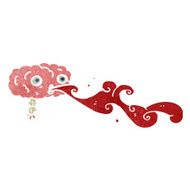 retro cartoon blood spurting brain