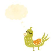 retro cartoon bird with thought bubble