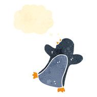 retro cartoon penguin with thought bubble N2