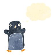 retro cartoon penguin with thought bubble N3