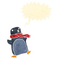 retro cartoon penguin with speech bubble N4