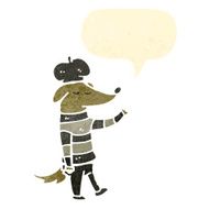 retro cartoon french dog smoking cigarette