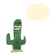 retro cartoon cactus with thought bubble