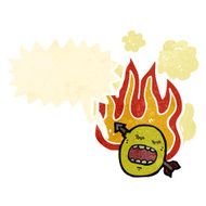 retro cartoon flaming face symbol